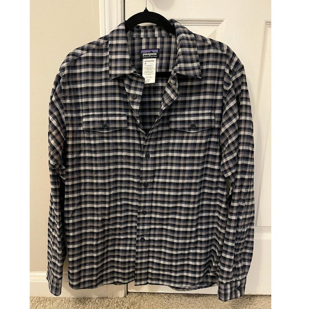 Patagonia Mens Button Up Flannel Shirt Organic Cotton Size Medium